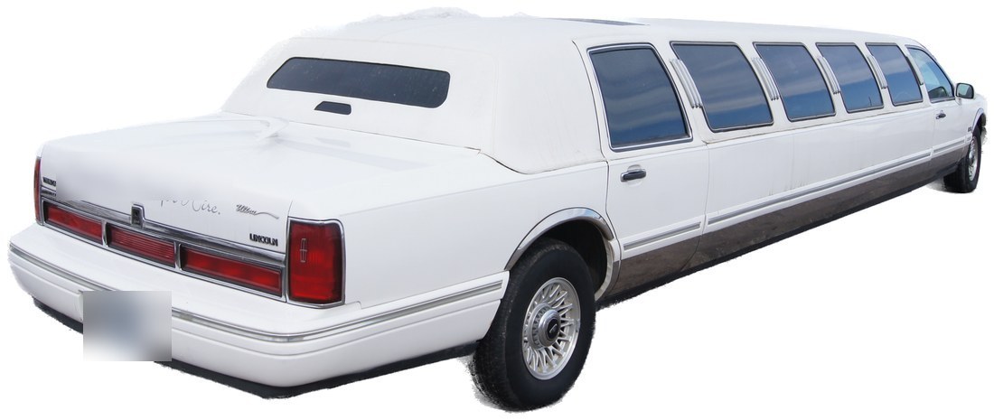 White Lincoln Town Car stretch limousine, second generation
