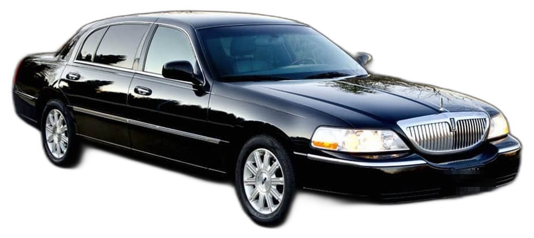 Black Lincoln Town Car sedan, the model Airport Commuter ran through the 2000s