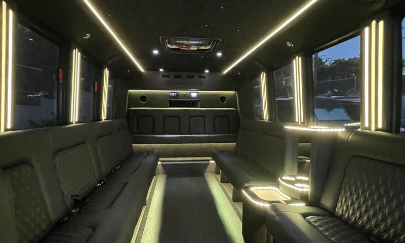 Luxury Party Limo Bus interior - Vanity Limousines Inc.