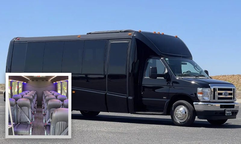 Executive Coach Shuttle Bus, 23 passengers - Southern California affiliate fleet operated by Vanity Limousines Inc.