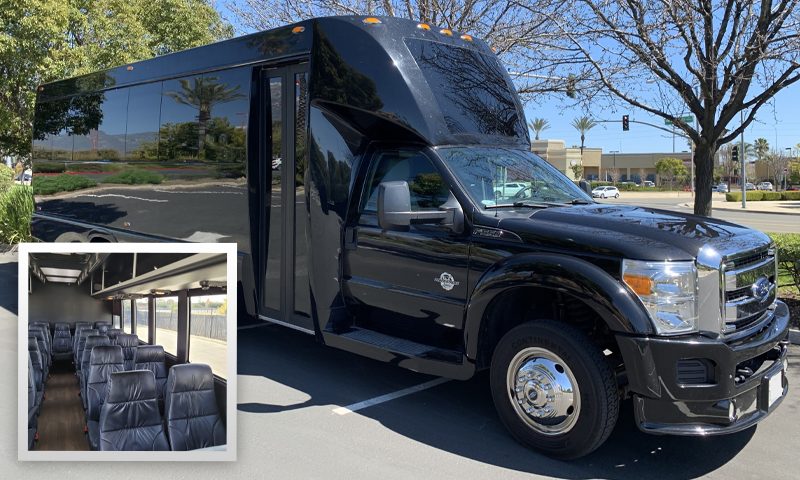 Executive Mini-Coach Shuttle Bus, 27 passengers - Southern California affiliate fleet operated by Vanity Limousines Inc.