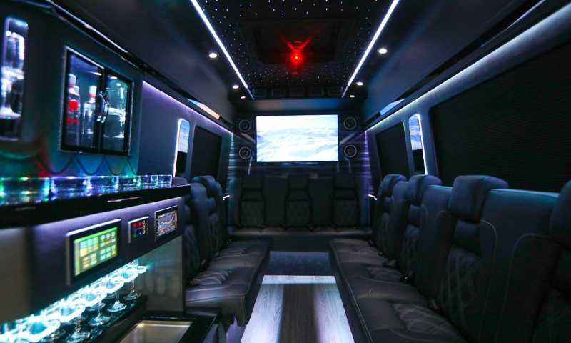 Mercedes-Benz Sprinter Luxury Limousine interior - Vanity Limousines Inc.