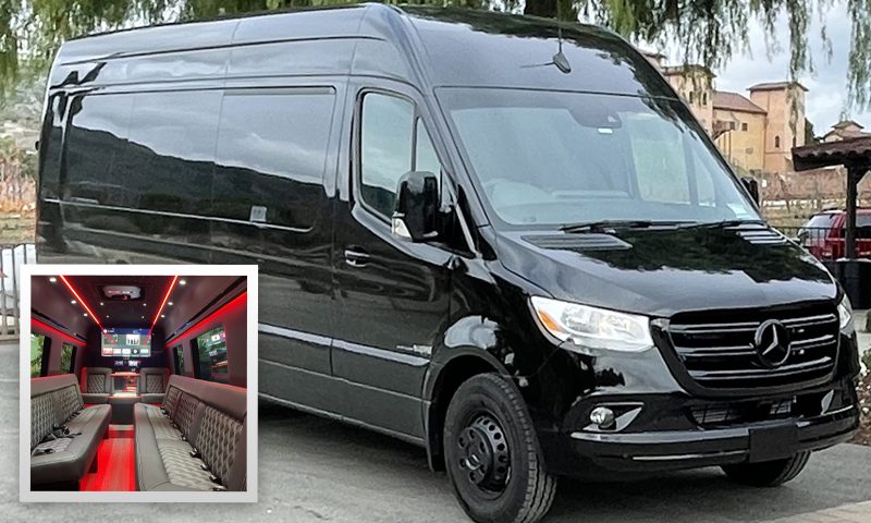 Mercedes-Benz Sprinter Luxury Limousine, 12 passengers - Southern California affiliate fleet operated by Vanity Limousines Inc.
