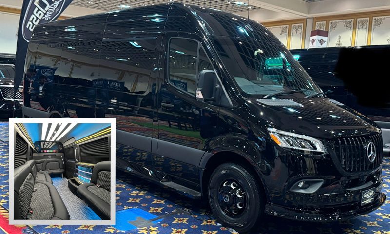 Mercedes-Benz Sprinter Party Bus Limousine, 12 passengers - Southern California affiliate fleet operated by Vanity Limousines Inc.